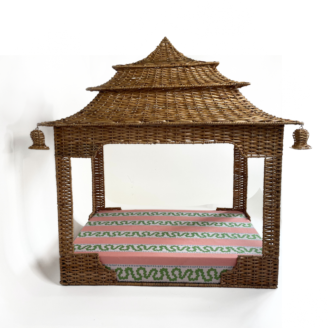 Rattan Pagoda Dog Bed Chinoiserie
