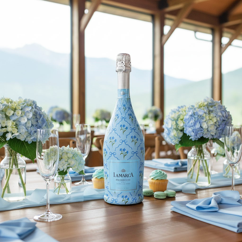 Beau Bottles - Beau Bottle Blue Bows and Blossoms - Prosecco Collection