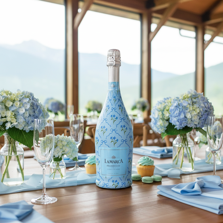Beau Bottles - Beau Bottle Blue Bows and Blossoms - Prosecco Collection