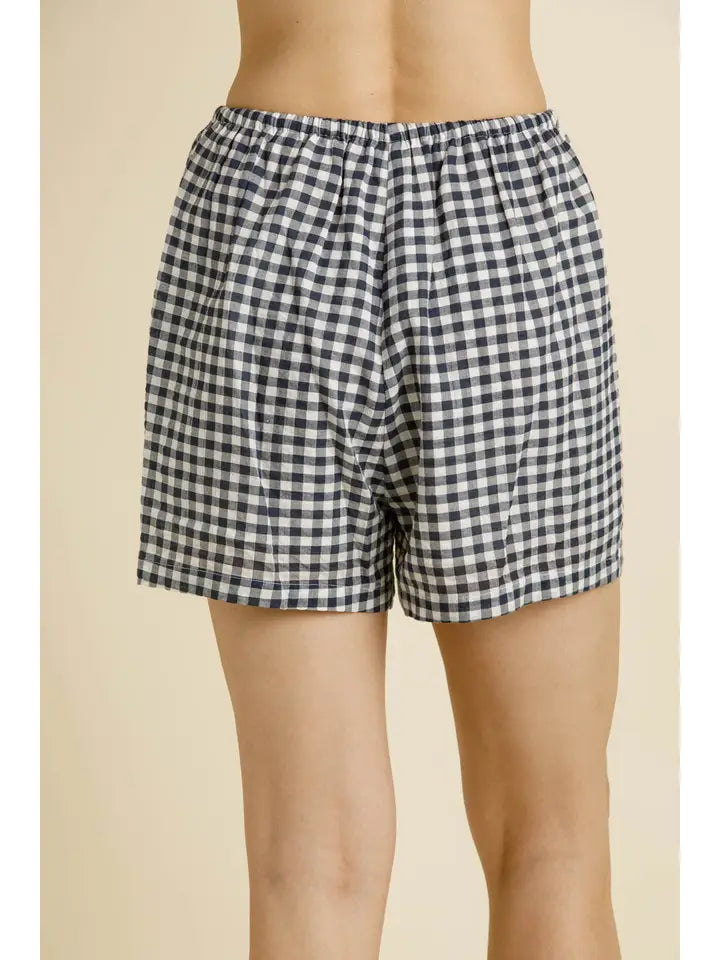 Navy White Gingham Shorts