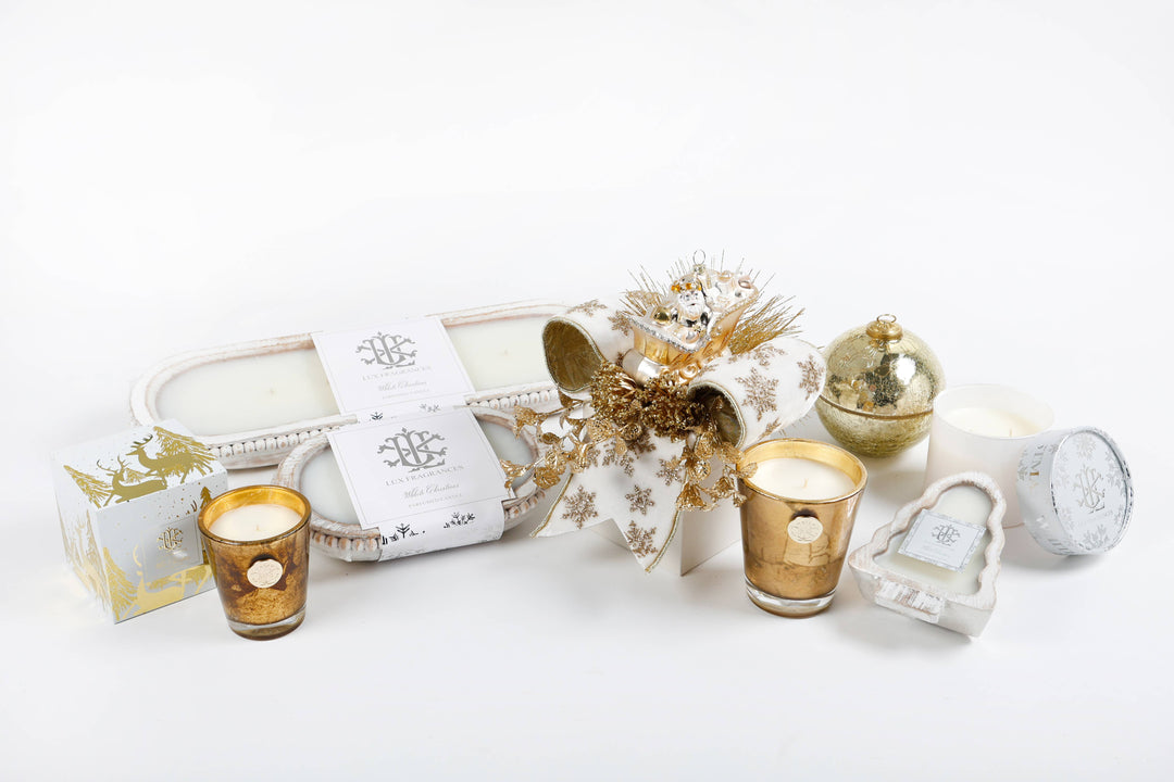 LUX FRAGRANCES - White Christmas Gold Glass Ornament Candle