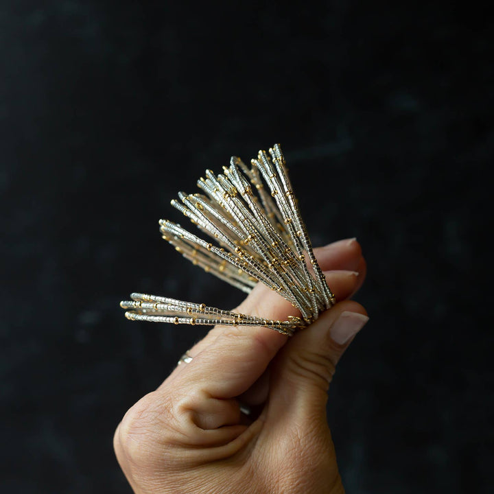 Lenny & Eva - Confetti Beaded Bangle-Silver