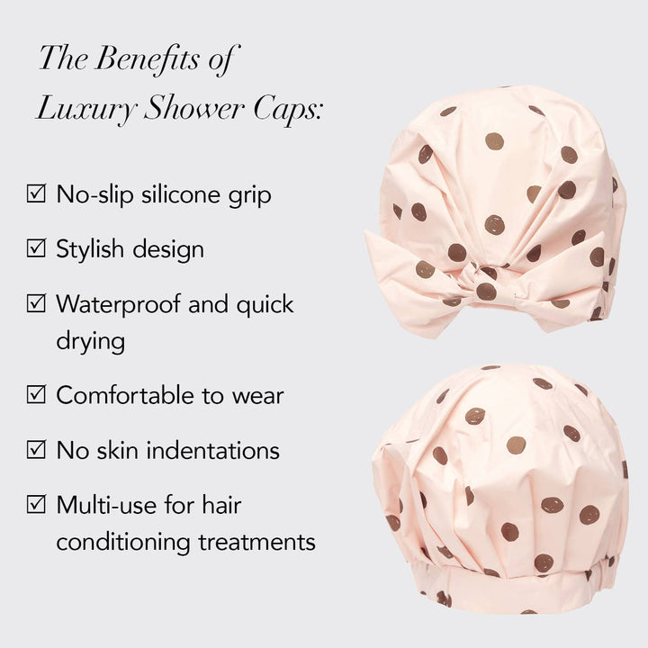 KITSCH Luxury Shower Cap - Blush Dot