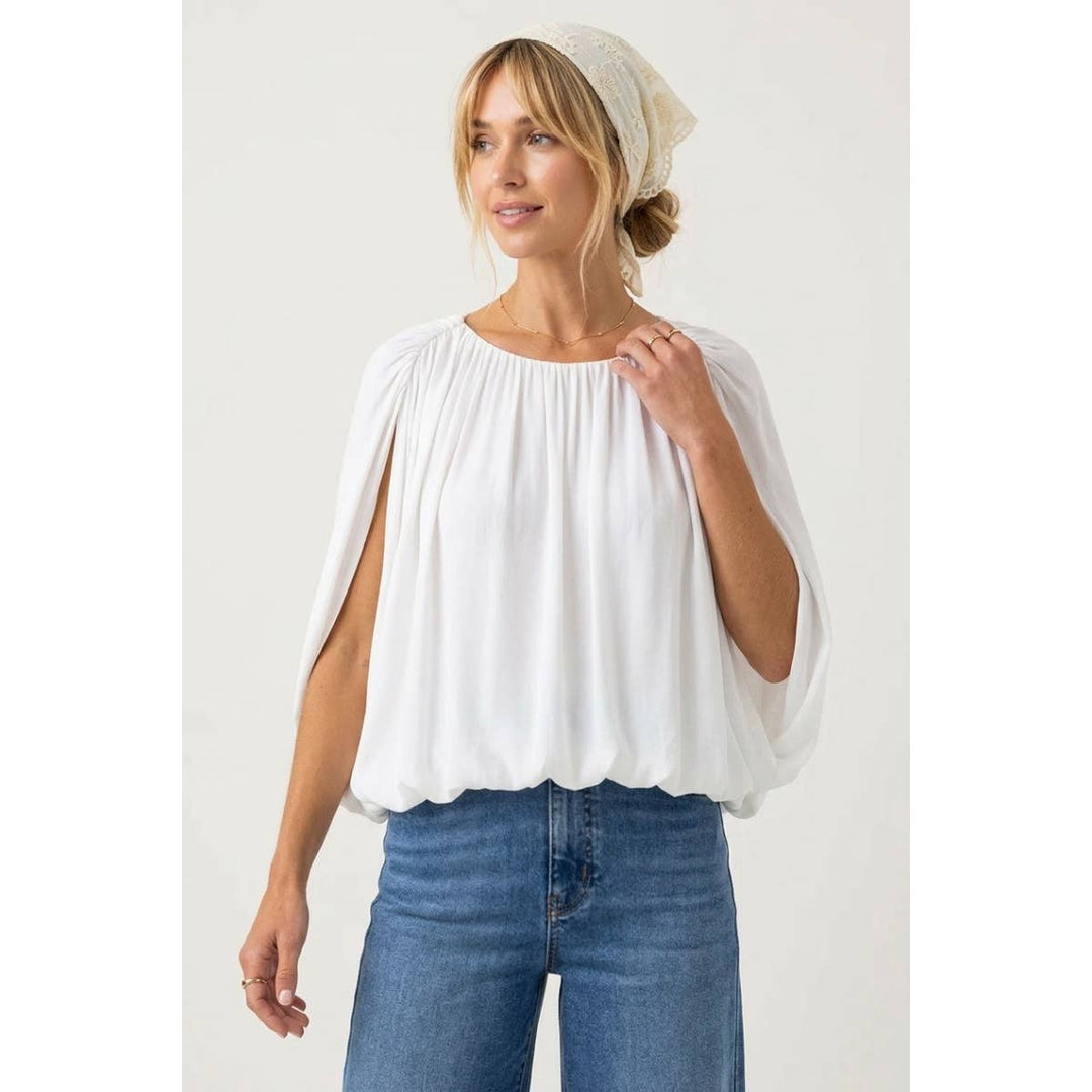 Grecian Drape Bubble Blouse