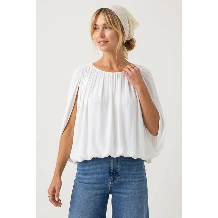 Grecian Drape Bubble Blouse