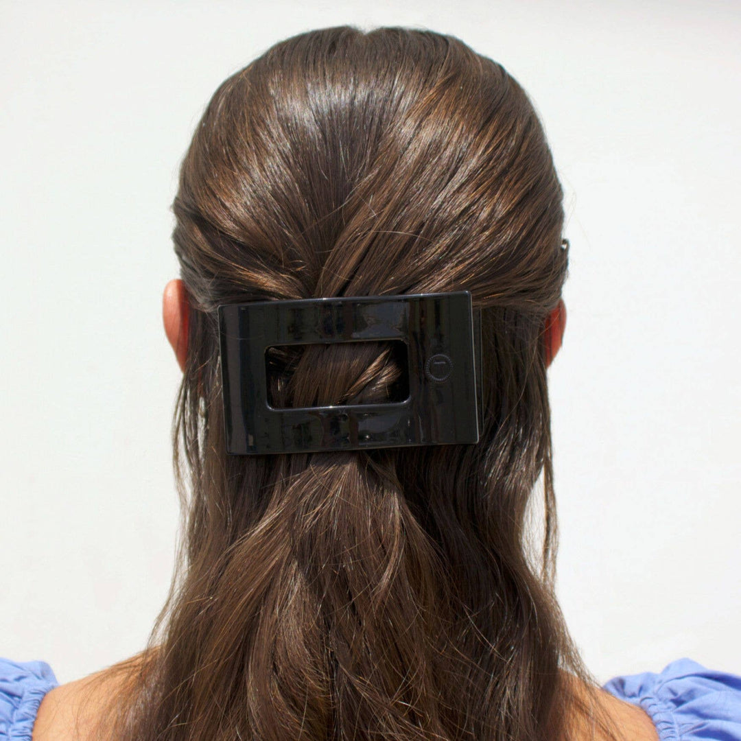 TELETIES - Flat Rectangle Hair Clip | Medium | Jet Black