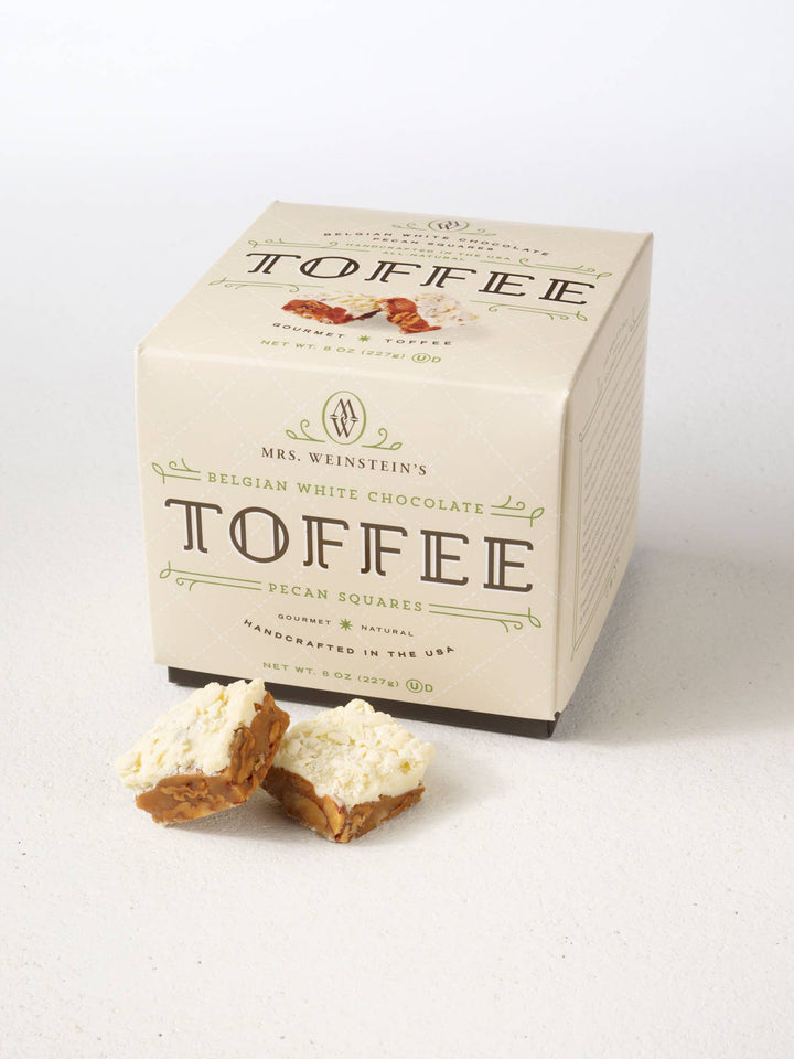Mrs. Weinstein's Toffee - 8 oz Belgian White Chocolate Pecan Toffee Squares