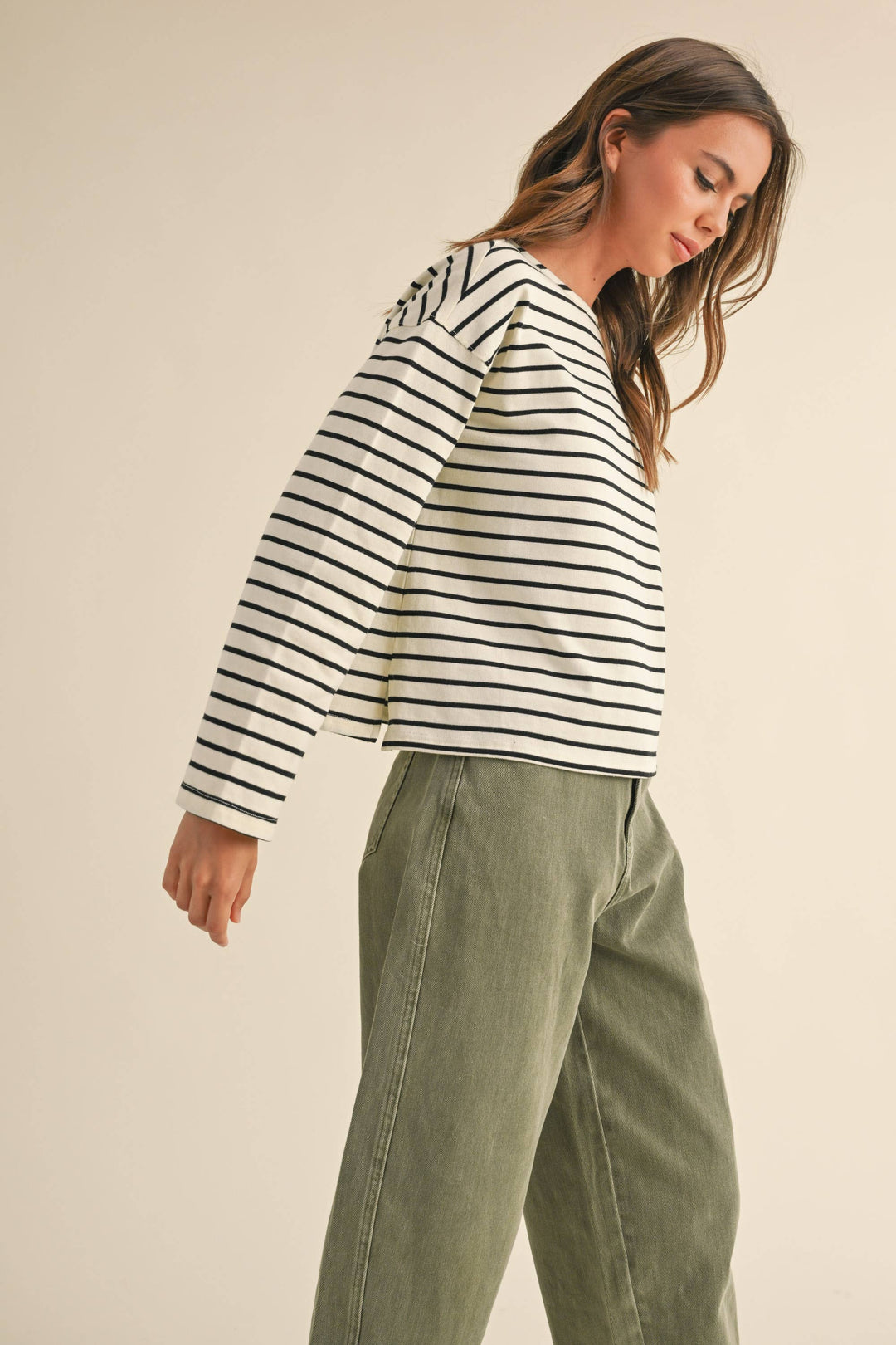 Striped Pattern Long Sleeve Top