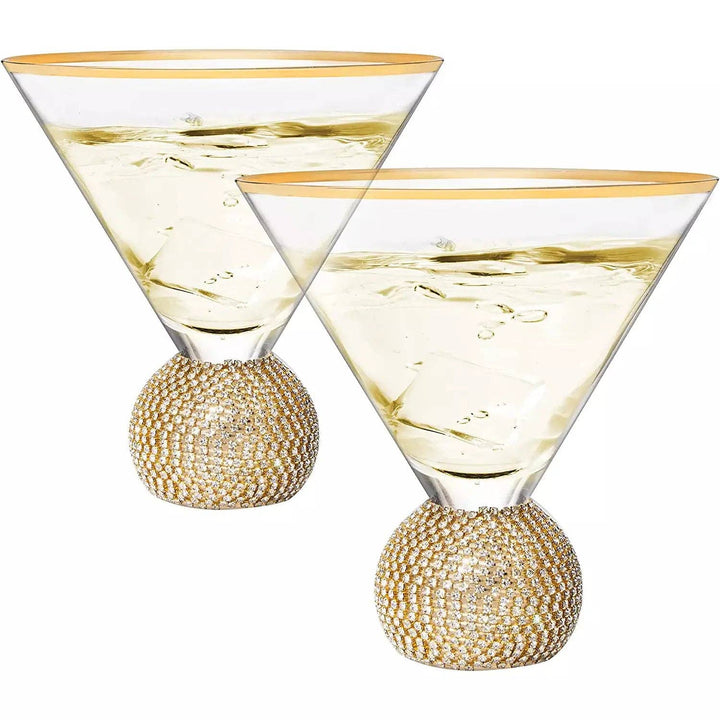 Diamond Rhinestone Martini Glasses - Set of 2