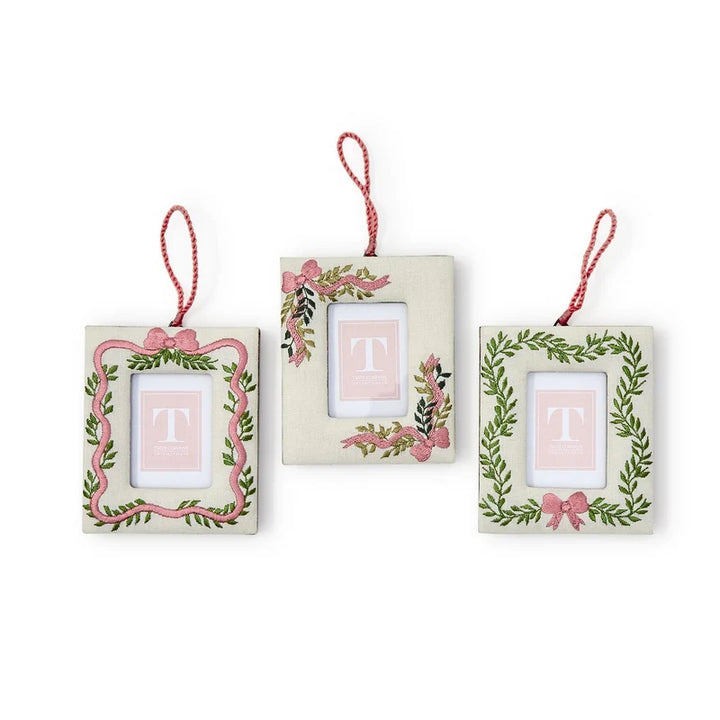 Holiday Memories Embroidered Photo Frame Ornament Assorted 3 Designs