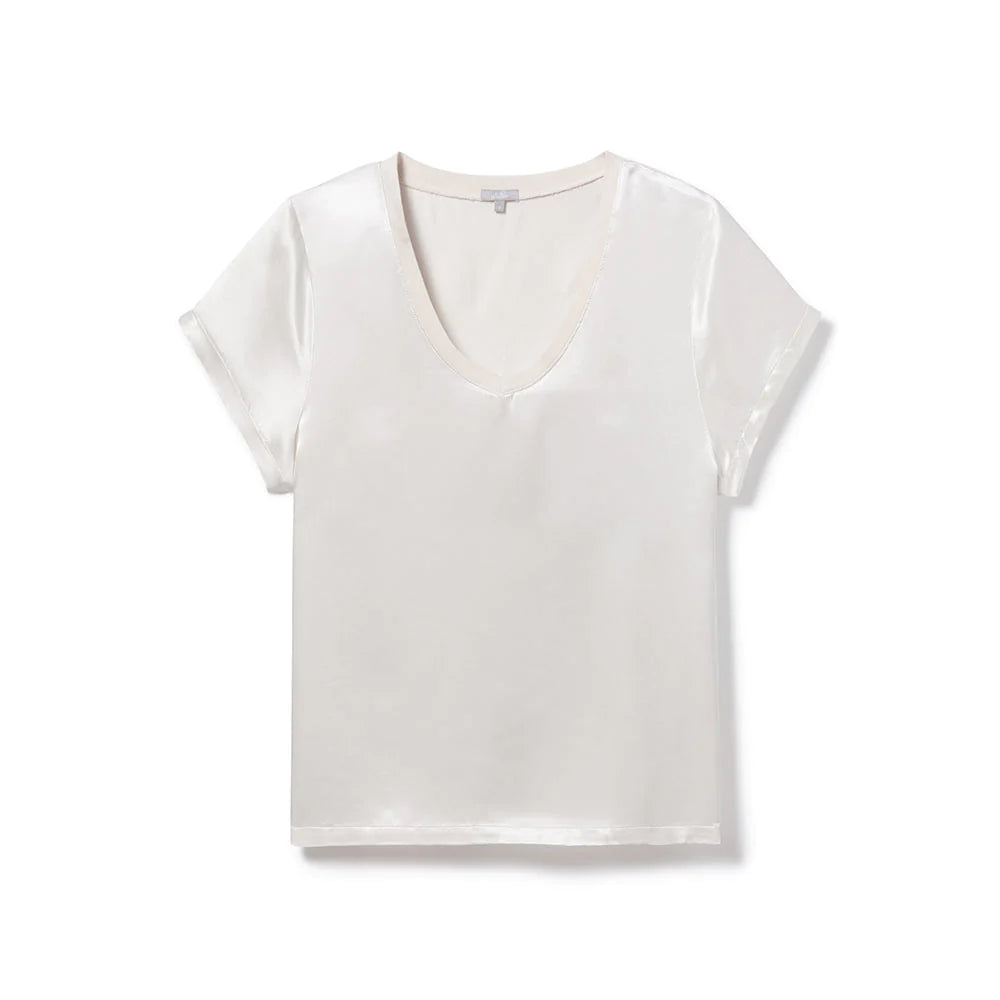 Gianna Satin V Neck Tee