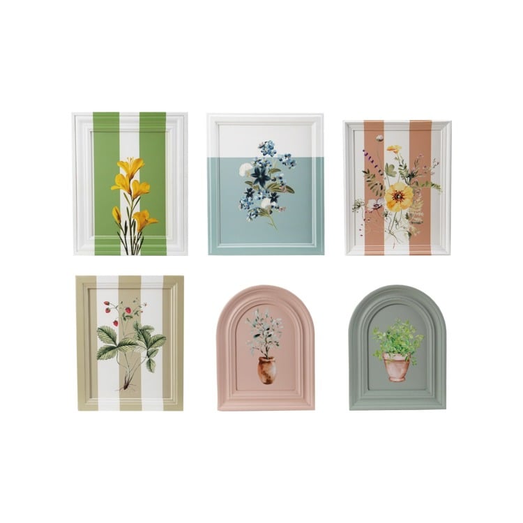 S/6 7"H -12"H MDF Painted Framed Wall