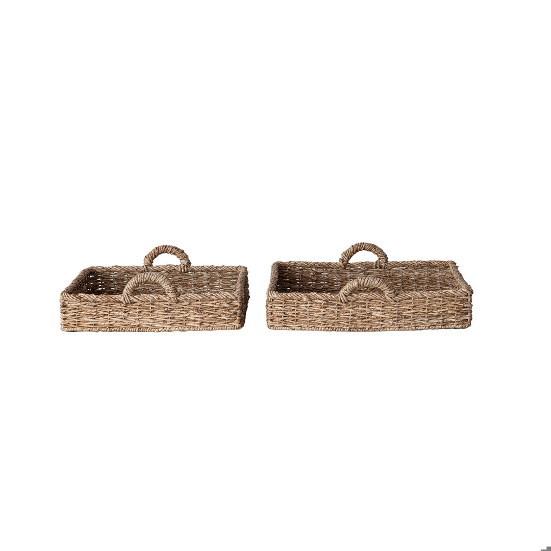 S/2 Hand-Woven Bankuan Trays w Handles,