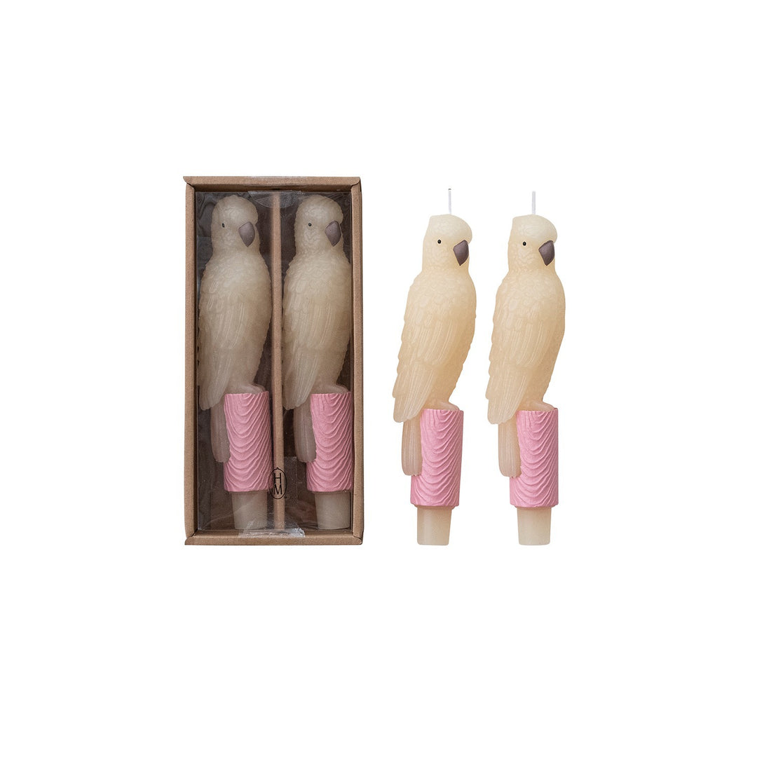 S/2 Unscented Parrot Taper Candles