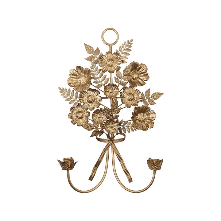Metal Wall Sconce W Flowers & Bow