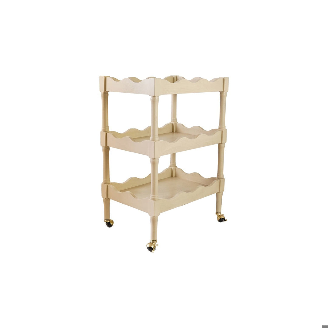 MDF & Wood Scalloped 3-Tier Bar Cart