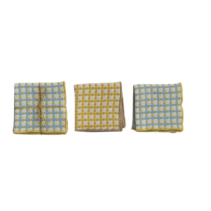 S/2 Woven Cotton Dish Cloth w Plaid