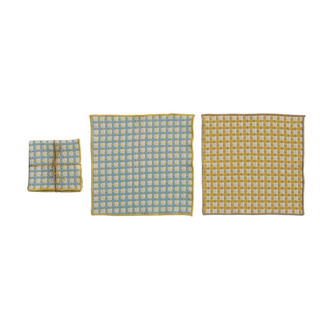 S/2 Woven Cotton Dish Cloth w Plaid
