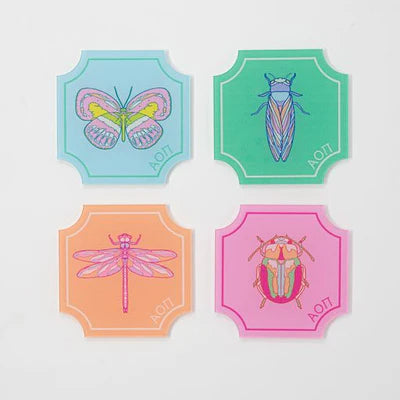 alpha omicron pi flutter acrylic coasters