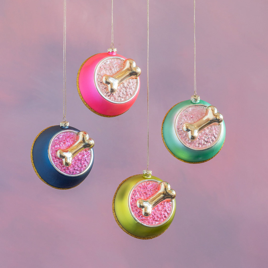 Pink Puppy Dog Bowl Ornament, 4 Assorted, Glass