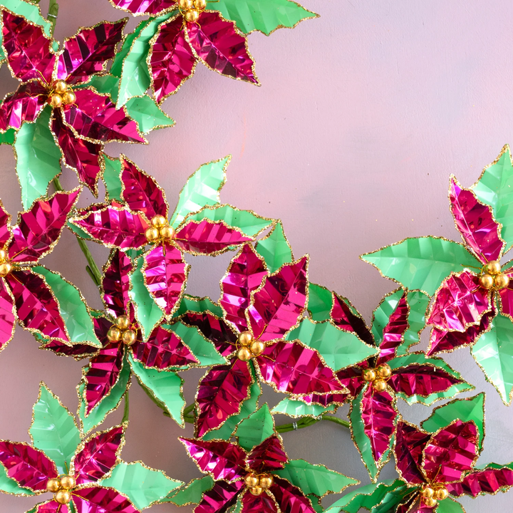 Metallic Poinsettia Garland, 60 in