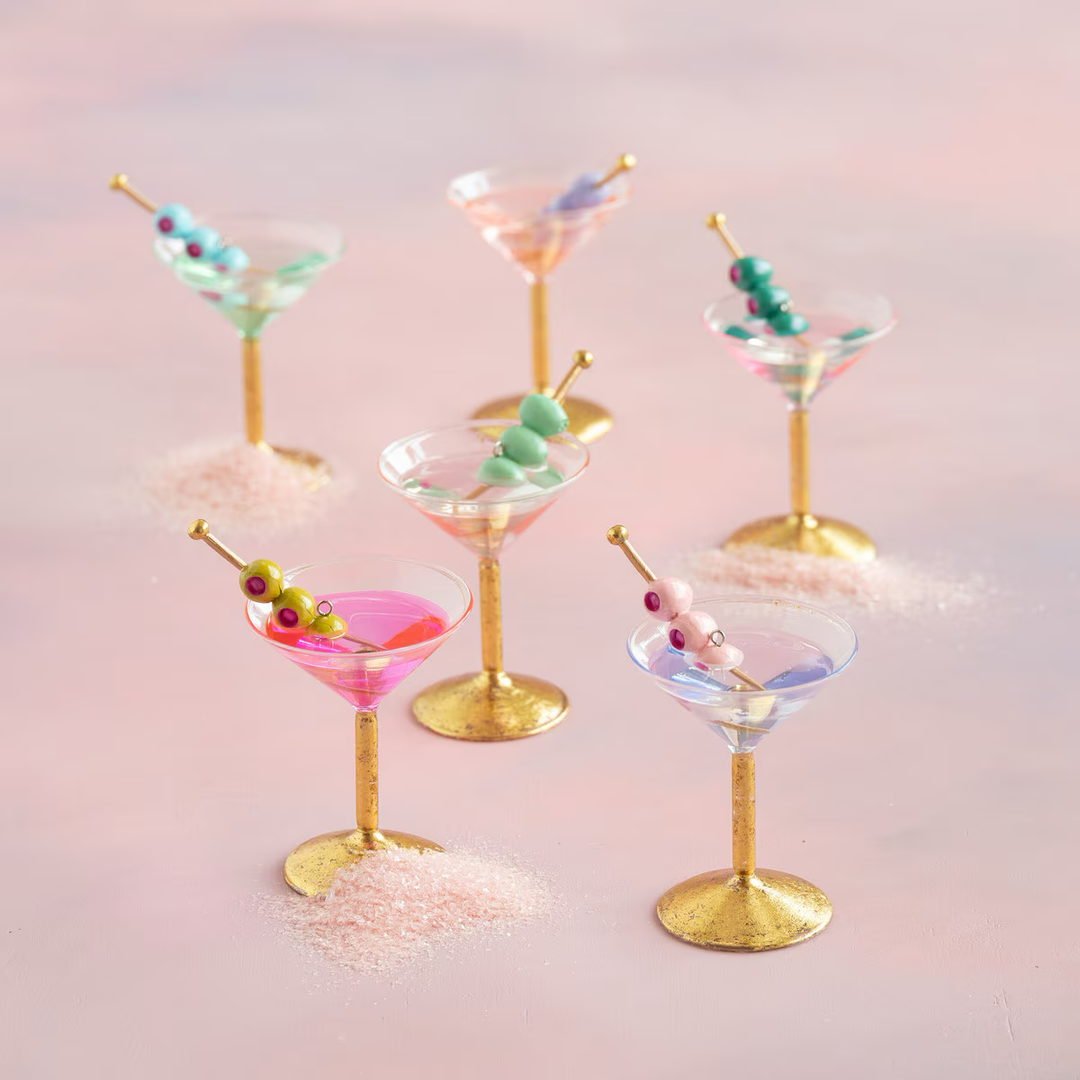 Twinkle-Tini Ornament, 6 Assorted, Glass