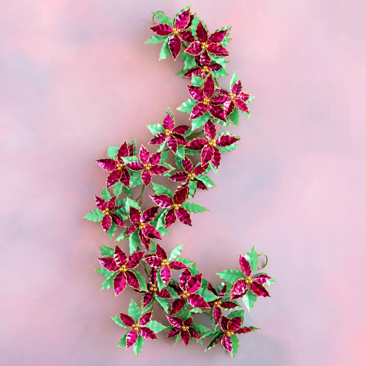 Metallic Poinsettia Garland, 60 in
