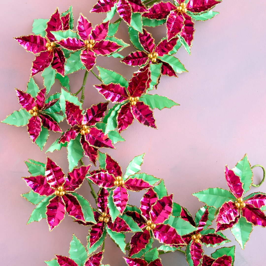 Metallic Poinsettia Garland, 60 in