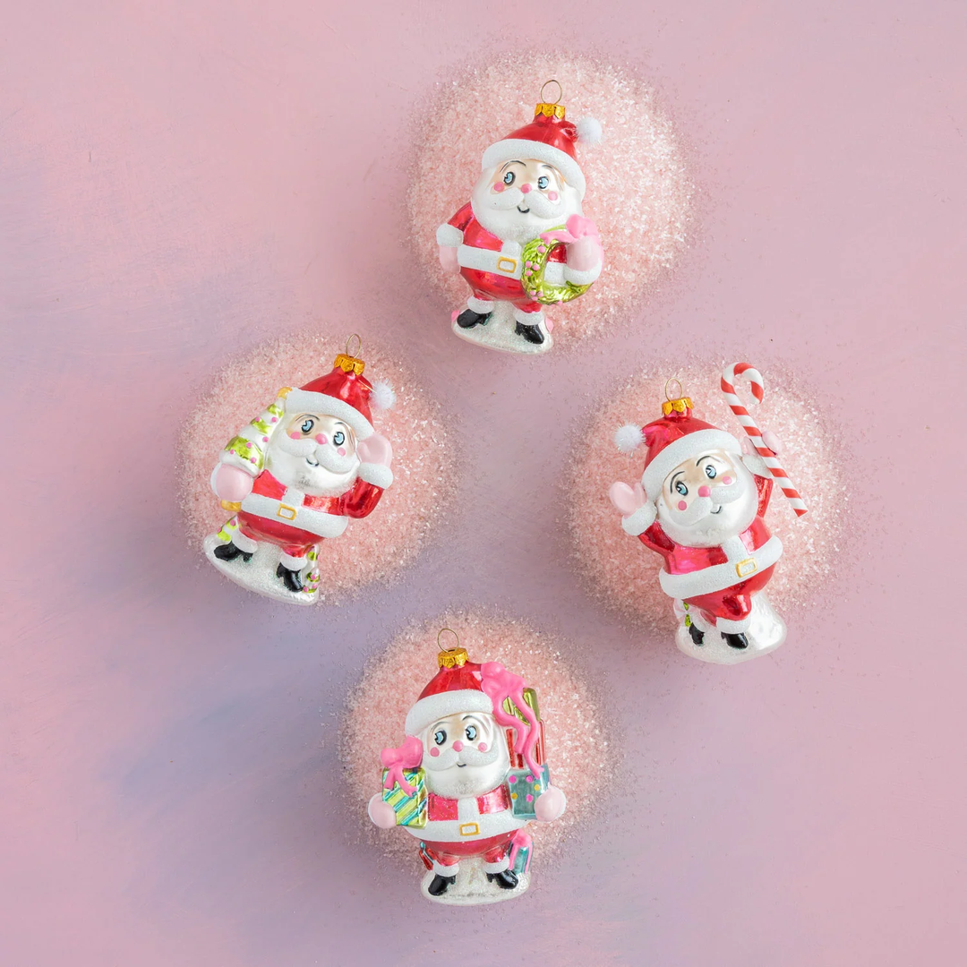 Baby Papa Noel Ornament, 4 Assorted, Glass