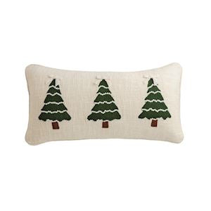 Tree White Christmas Crewel Embroidery  Pillow