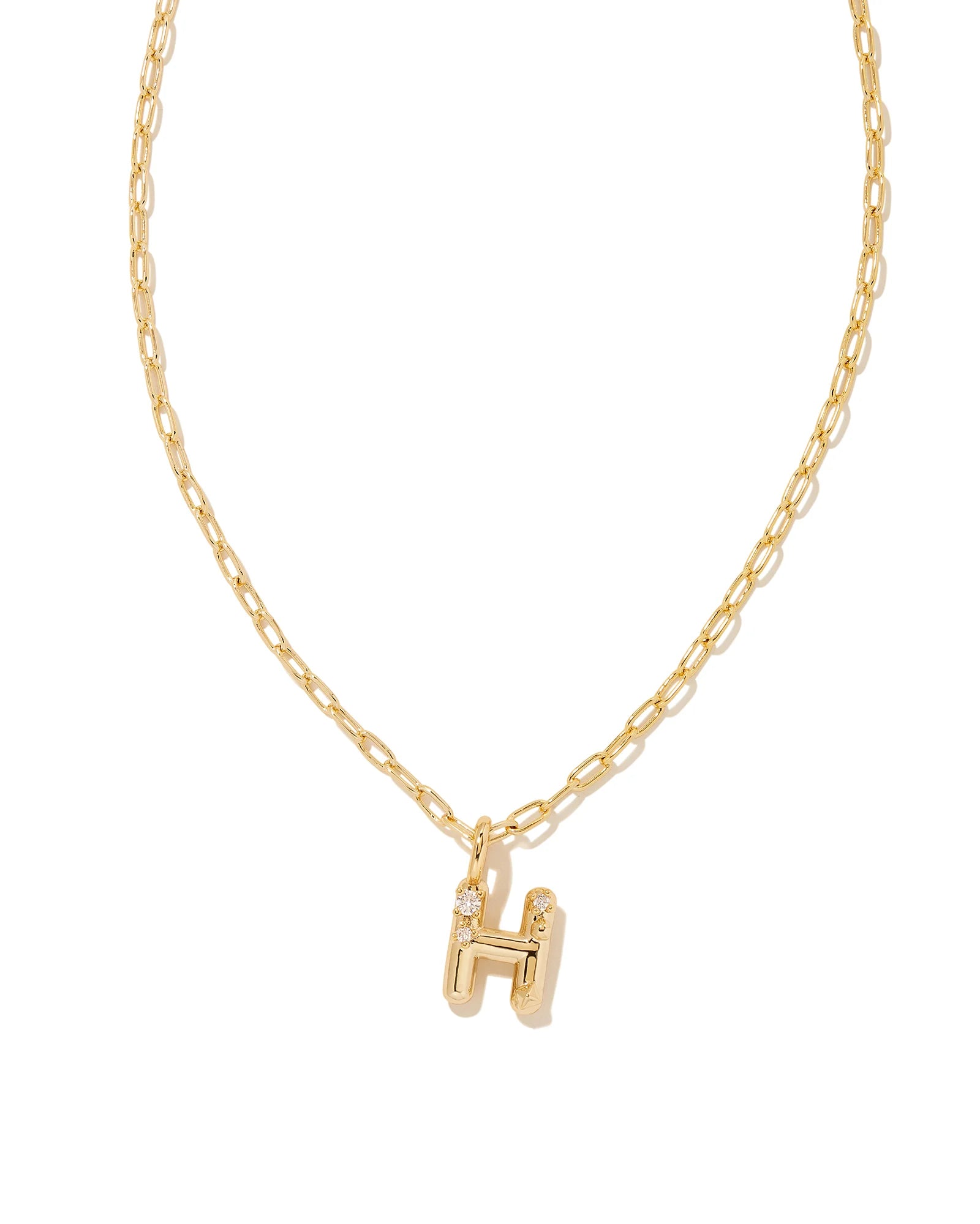 Kendra Scott Crystal Letter Gold Short Pendant Necklace