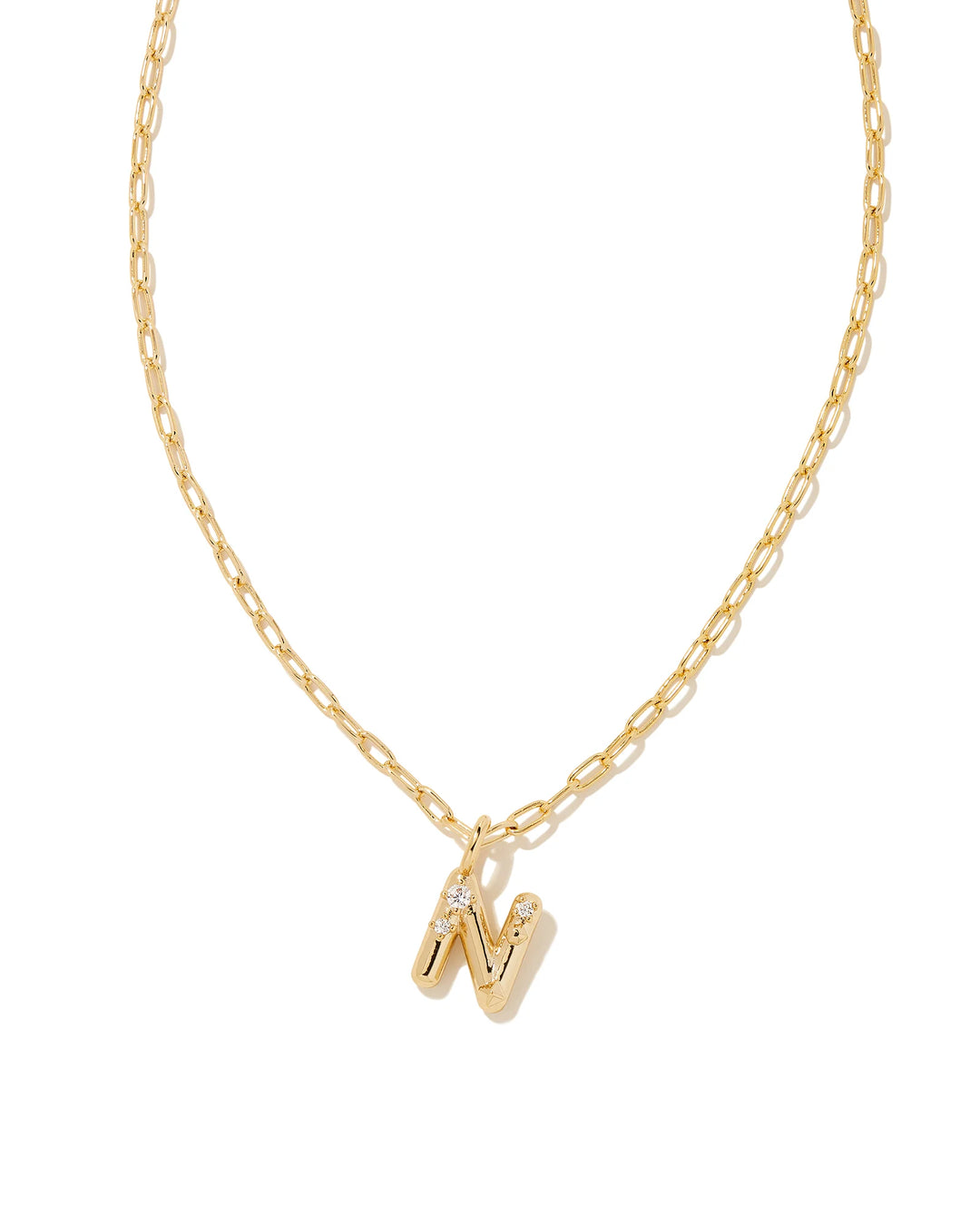 Kendra Scott Crystal Letter Gold Short Pendant Necklace