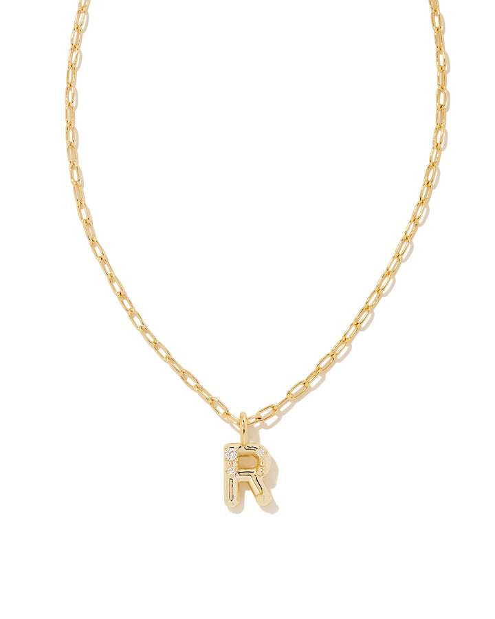 Kendra Scott Crystal Letter Gold Short Pendant Necklace