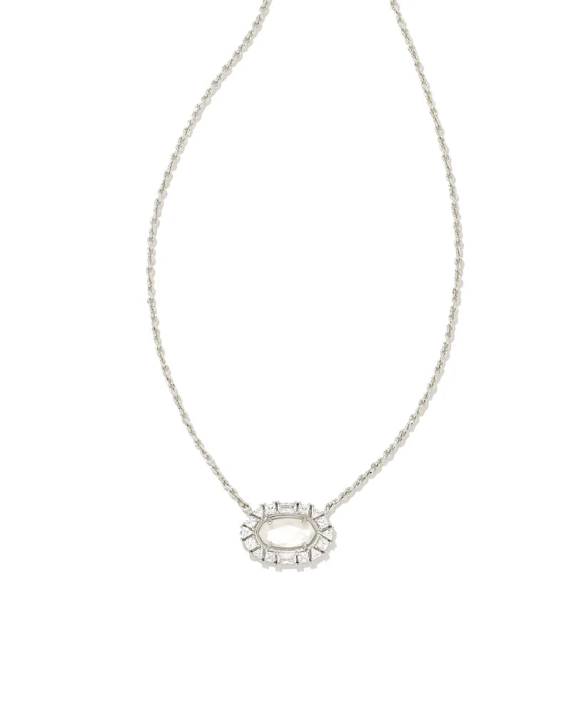 Elisa Silver Crystal Frame Short Pendant Necklace