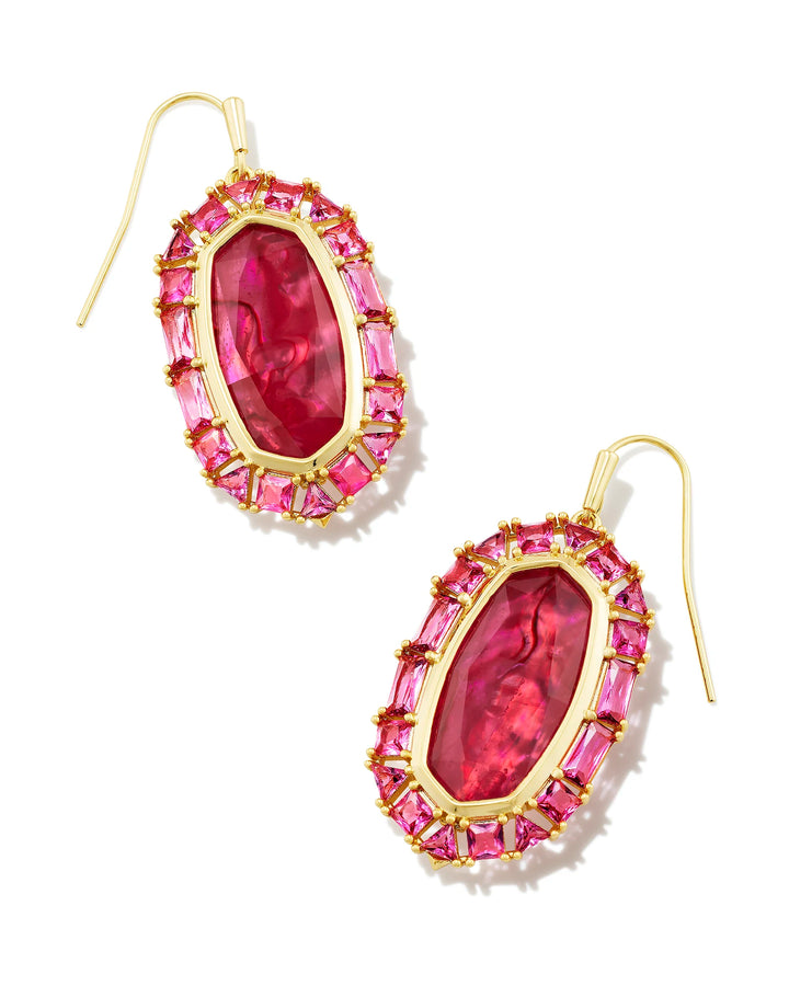 Lee Gold Crystal Frame Drop Earrings