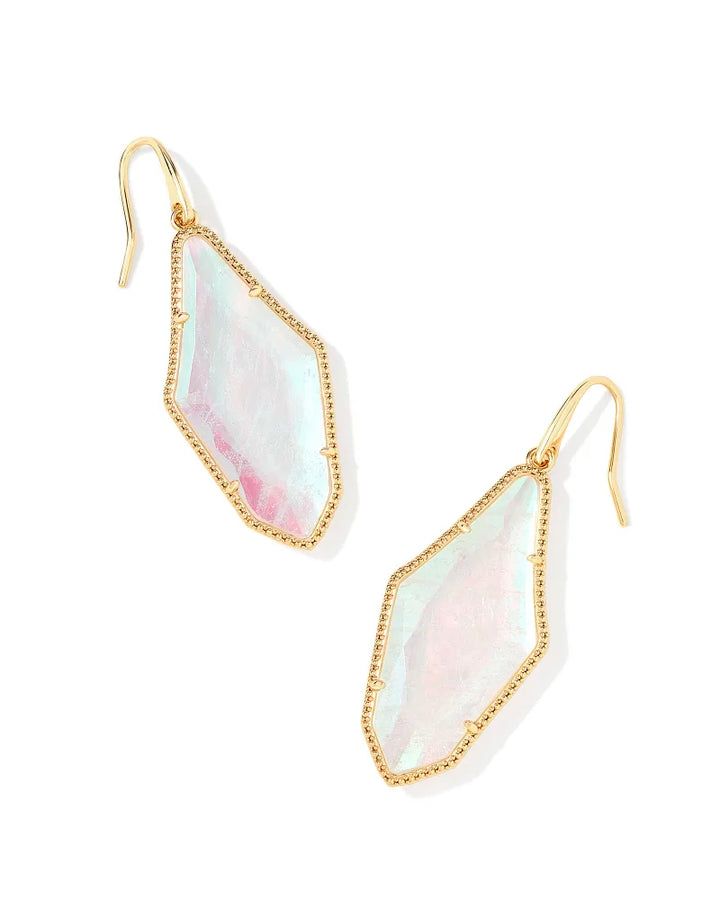 Evelyn Gold Drop Earrings in Rock Crystal Dichoric