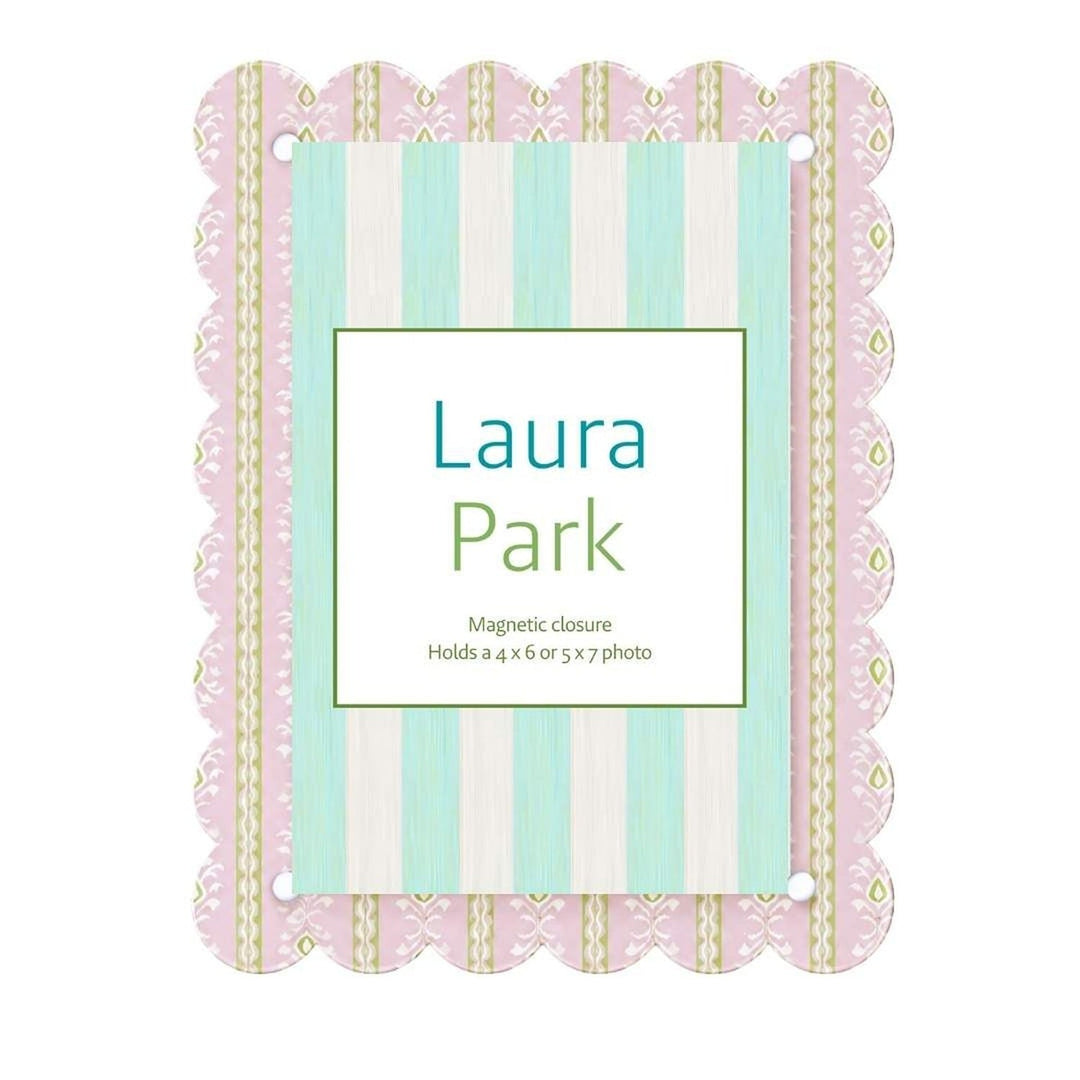 5x7 Rosemary Stripe Pink Scalloped Picture Frame