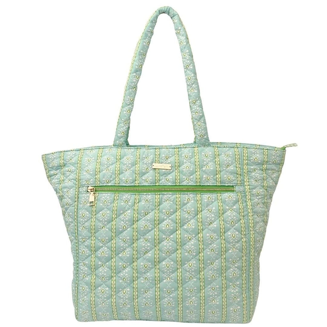 Rosemary Stripe Blue Quilted Tote Bag