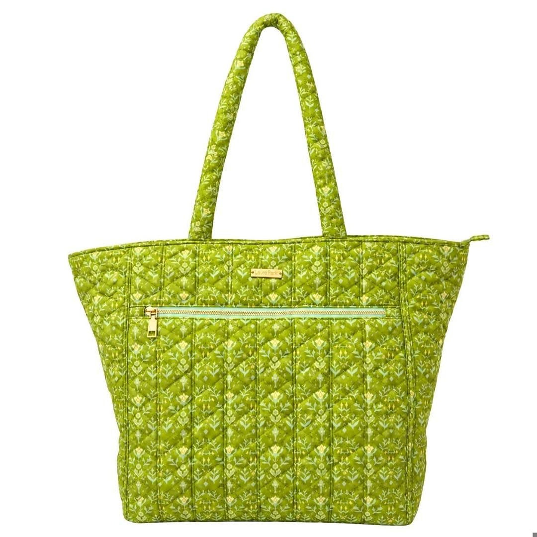 Petal Garden Green Quilted Tote Bag