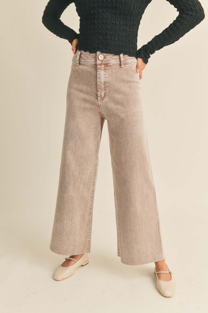 Mineral Wash Wide Leg Jeans