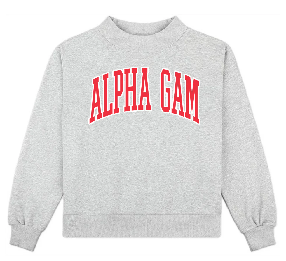 Campus Sorority Embroidered Mock Neck