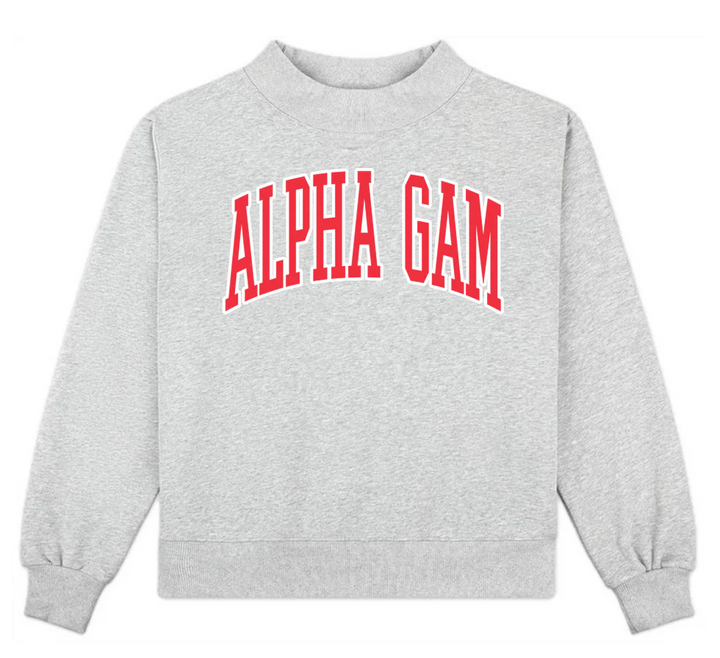 Campus Sorority Embroidered Mock Neck