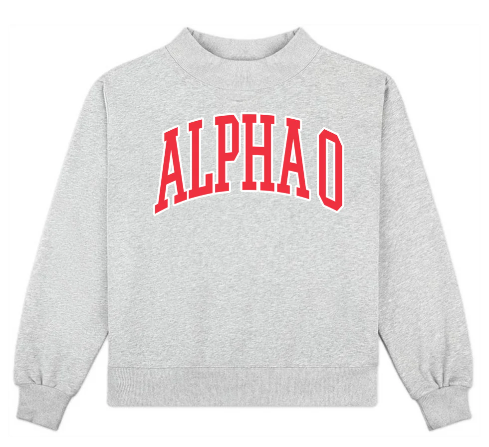 Campus Sorority Embroidered Mock Neck
