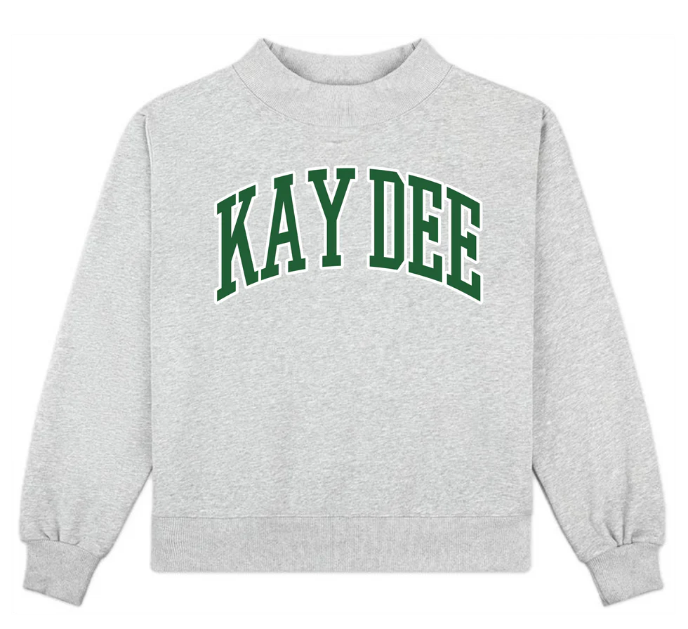 Campus Sorority Embroidered Mock Neck