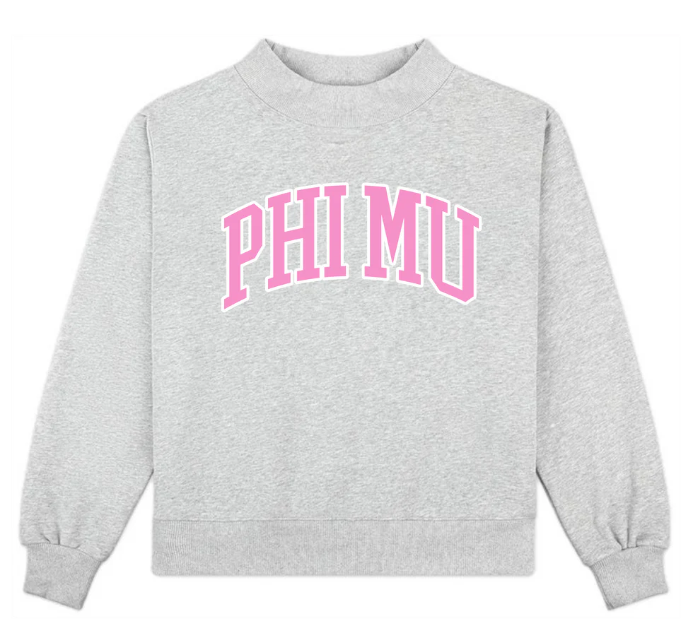 Campus Sorority Embroidered Mock Neck