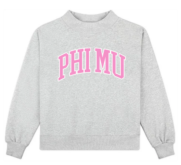Campus Sorority Embroidered Mock Neck