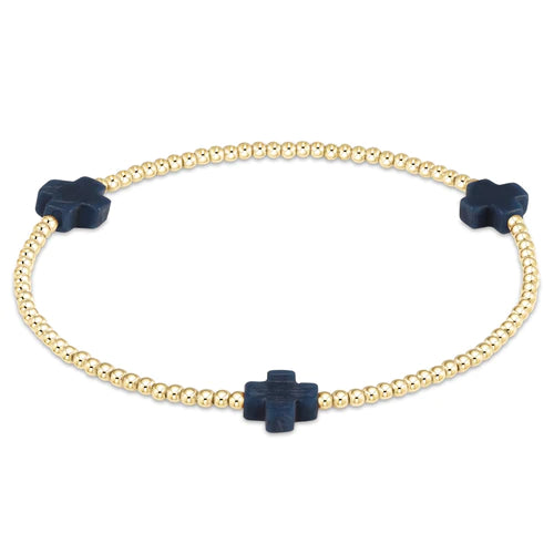 Enewton Cross Small Signature Gold Pattern 2mm Bead Bracelet