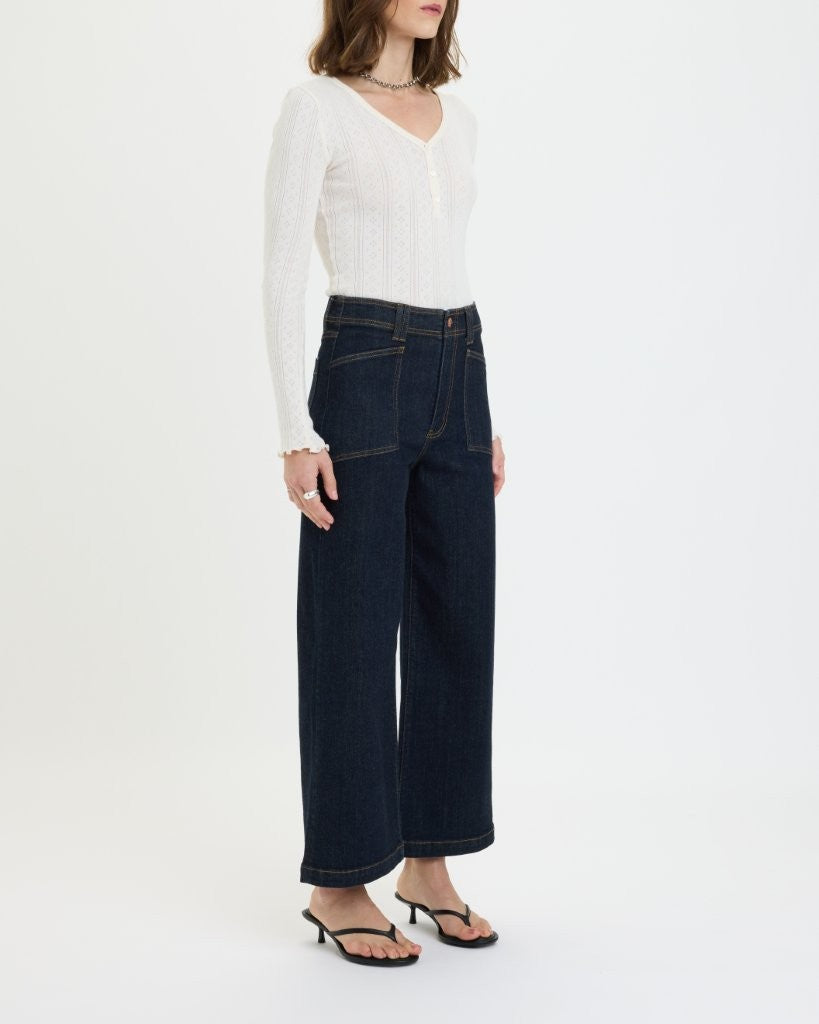 VALLEY GIRL HIGH RISE PATCH POCKET WIDE ANKLE