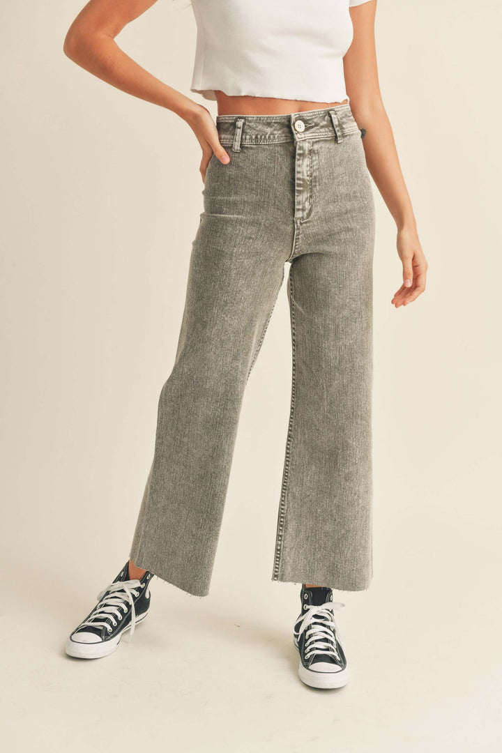 Mineral Wash Wide Leg Jeans