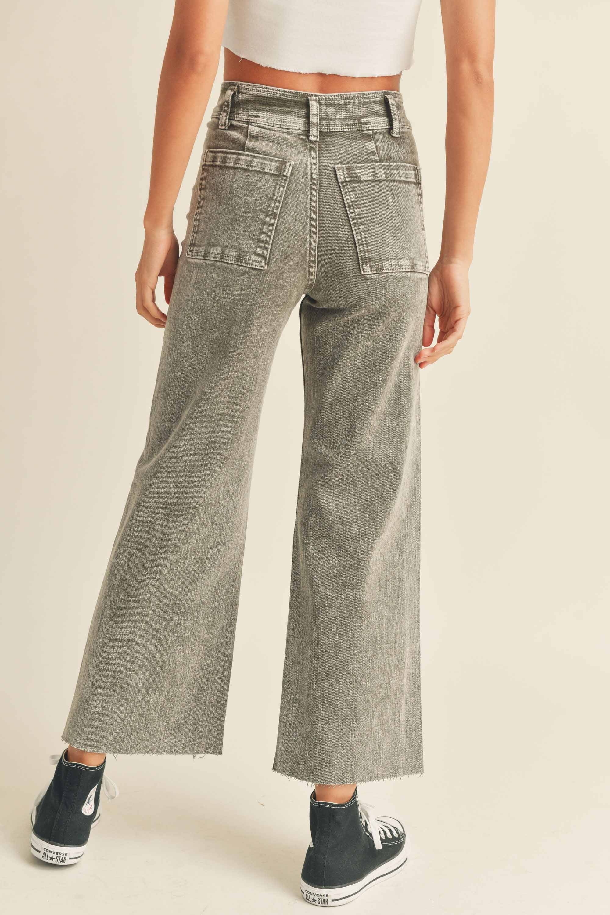 Mineral Wash Wide Leg Jeans